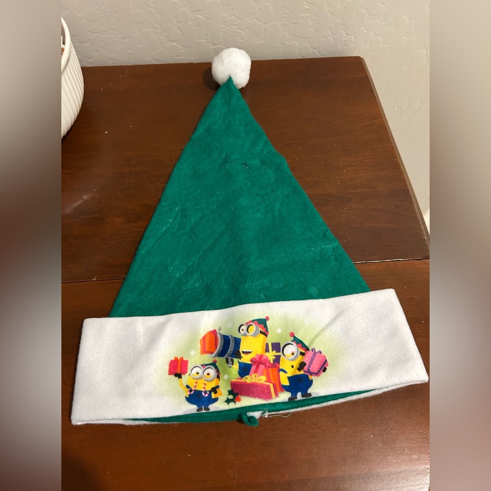 Green & White Plush Holiday Santa Hat